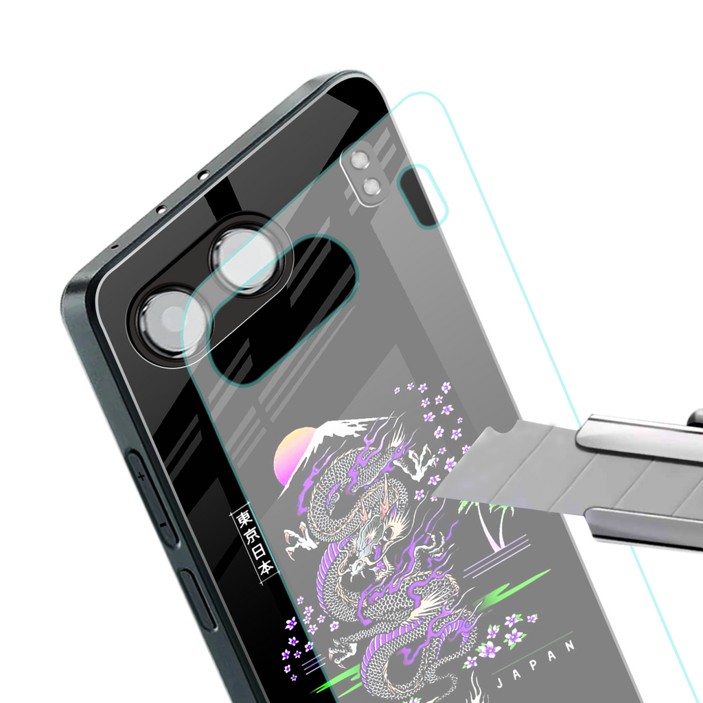 tokyo japan purple dragon black back phone cover | glass case for oneplus nord 4