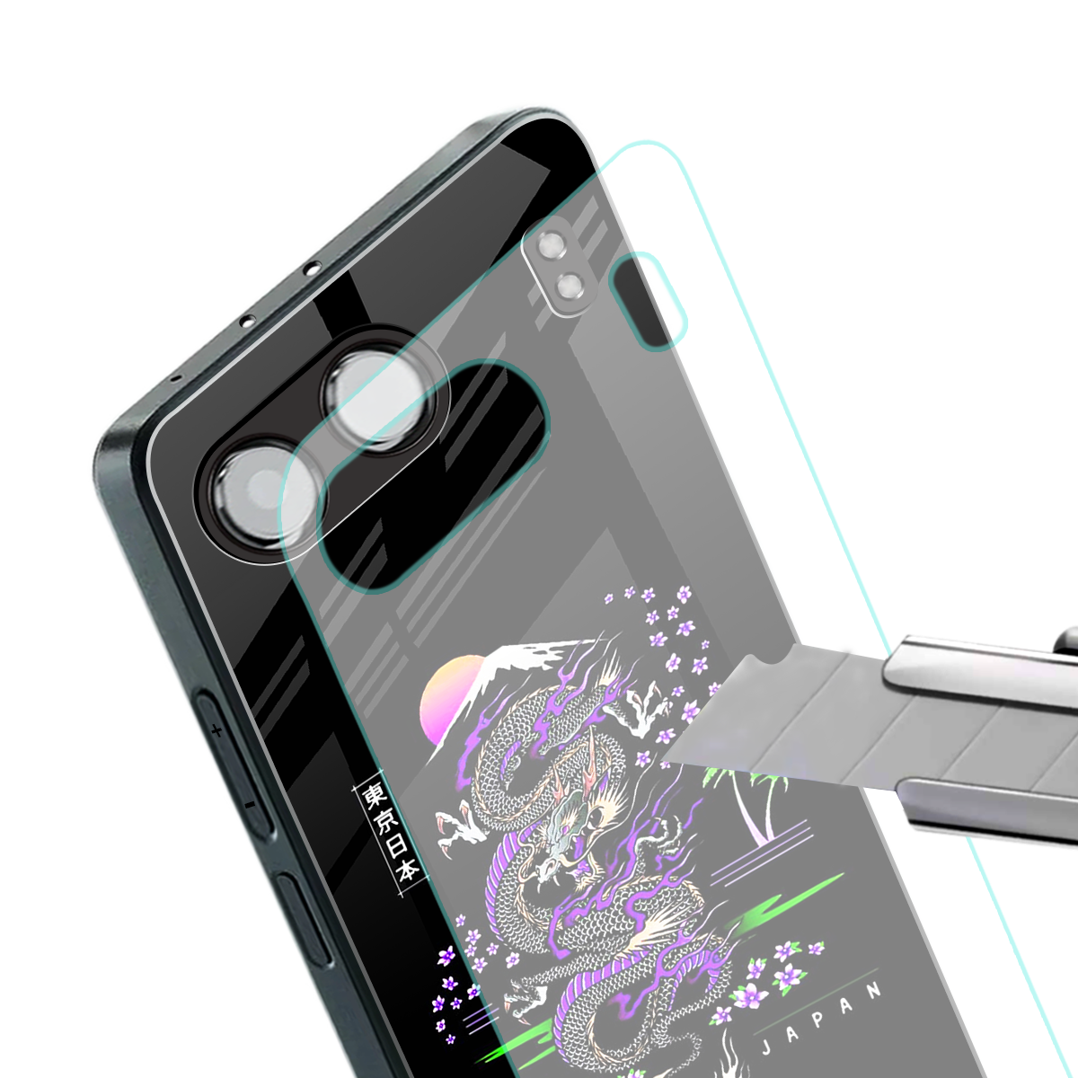 tokyo japan purple dragon black back phone cover | glass case for oneplus nord 4