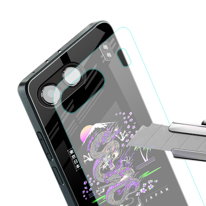 tokyo japan purple dragon black back phone cover | glass case for oneplus nord 4
