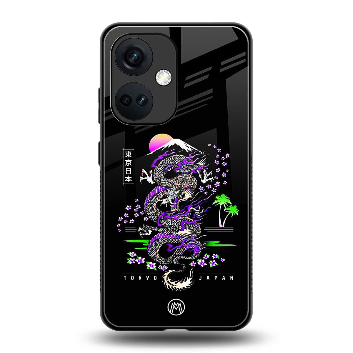 tokyo japan purple dragon black back phone cover | glass case for oneplus nord ce 3