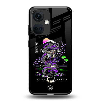 tokyo japan purple dragon black back phone cover | glass case for oneplus nord ce 3