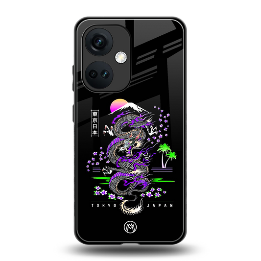 tokyo japan purple dragon black back phone cover | glass case for oneplus nord ce 3