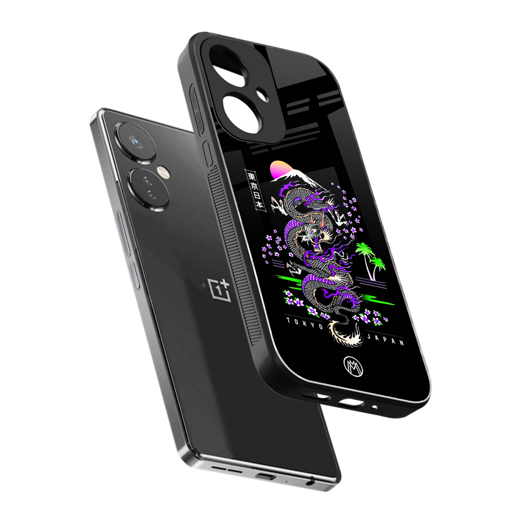 tokyo japan purple dragon black back phone cover | glass case for oneplus nord ce 3