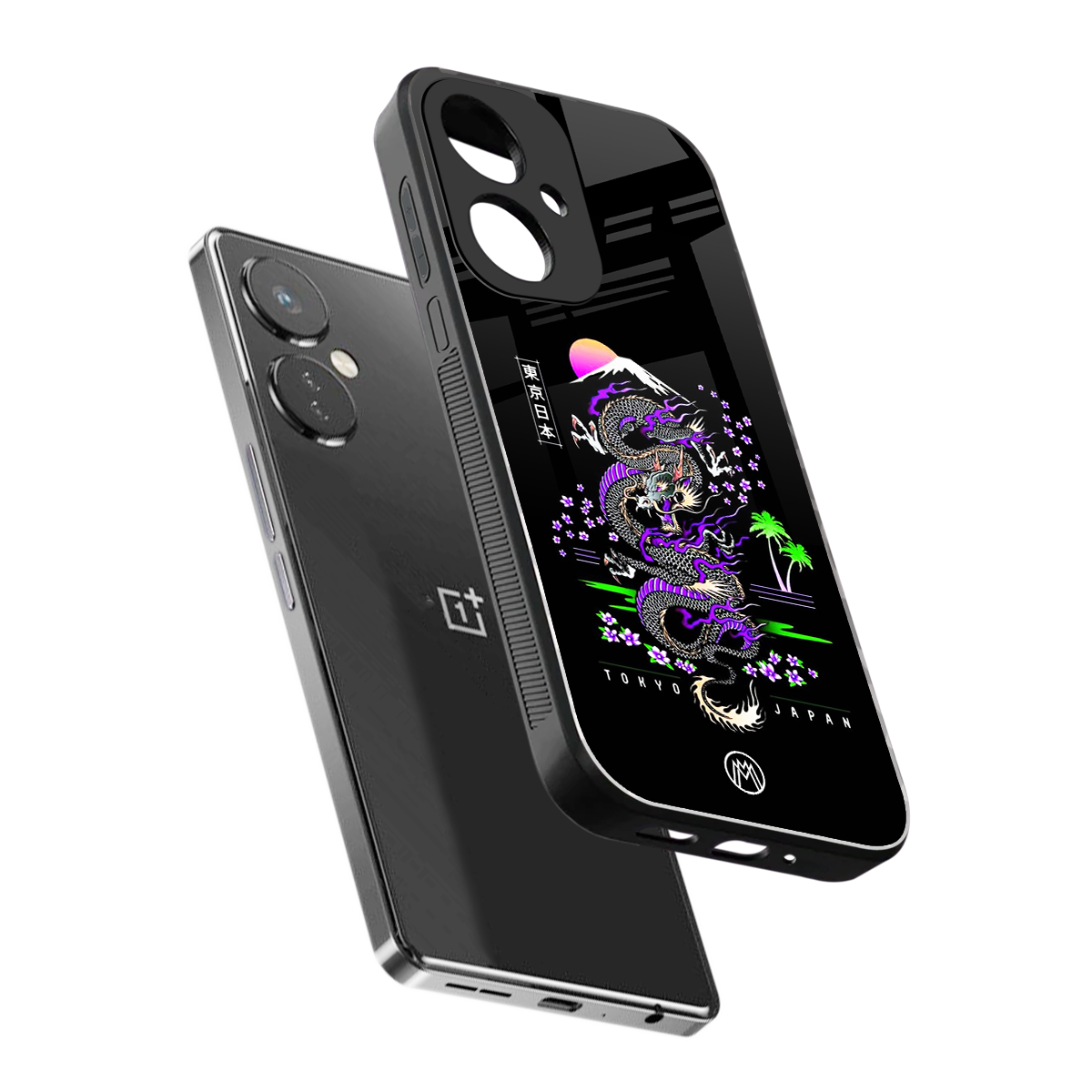 tokyo japan purple dragon black back phone cover | glass case for oneplus nord ce 3