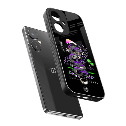 tokyo japan purple dragon black back phone cover | glass case for oneplus nord ce 3