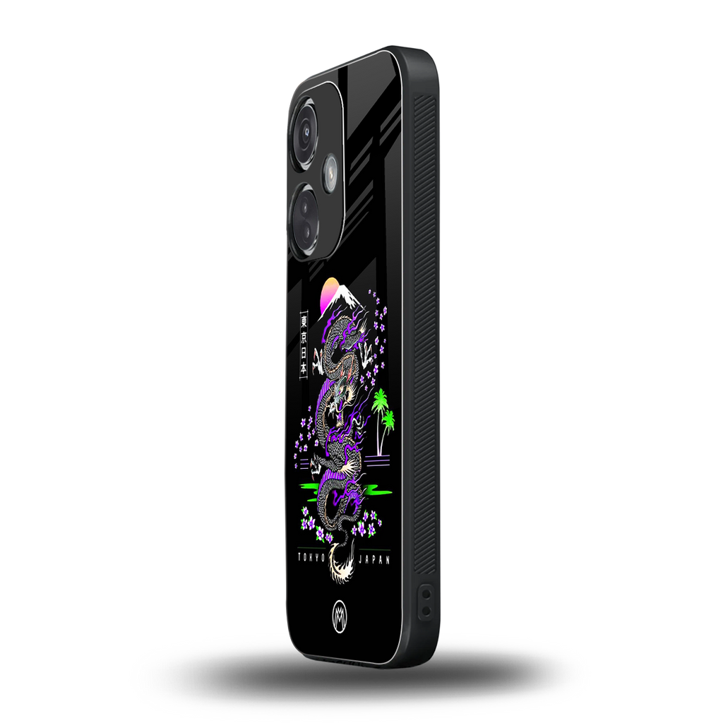 tokyo japan purple dragon black back phone cover | glass case for oneplus nord ce 3