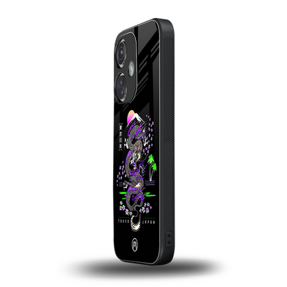 tokyo japan purple dragon black back phone cover | glass case for oneplus nord ce 3