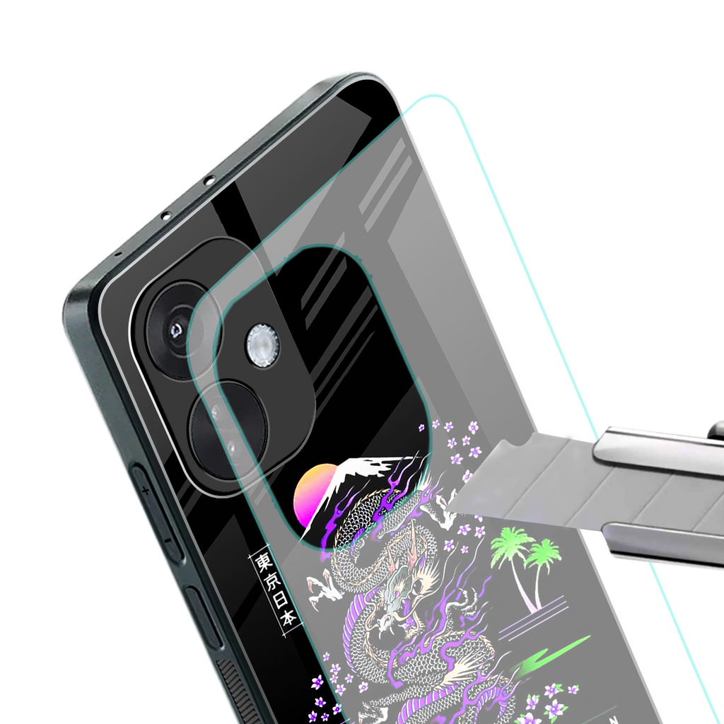 tokyo japan purple dragon black back phone cover | glass case for oneplus nord ce 3