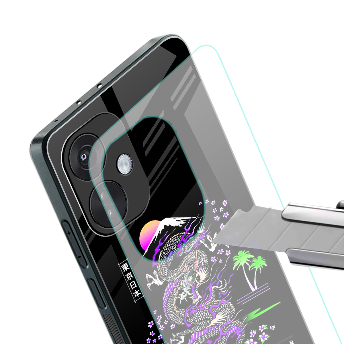 tokyo japan purple dragon black back phone cover | glass case for oneplus nord ce 3
