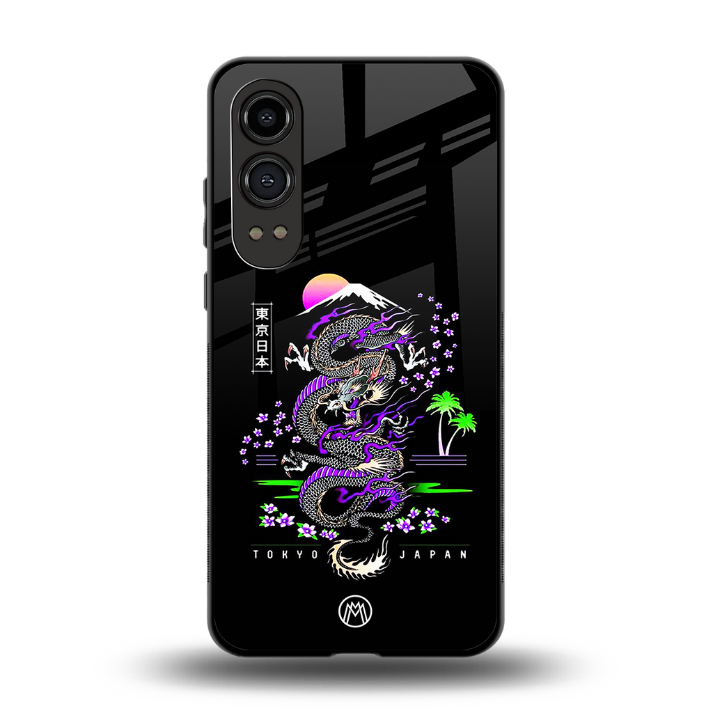 tokyo japan purple dragon black back phone cover | glass case for oneplus nord ce 4 lite