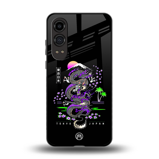 tokyo japan purple dragon black back phone cover | glass case for oneplus nord ce 4 lite