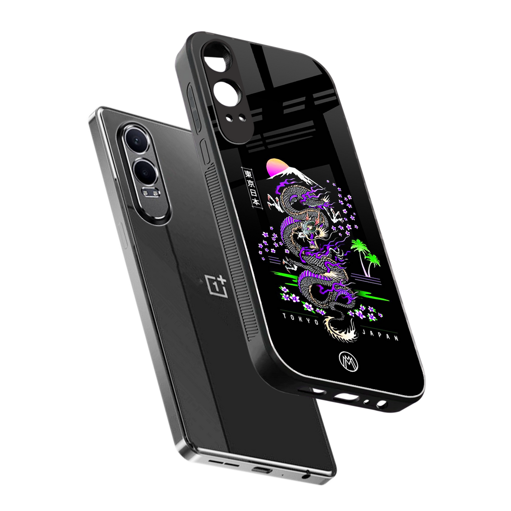 tokyo japan purple dragon black back phone cover | glass case for oneplus nord ce 4 lite