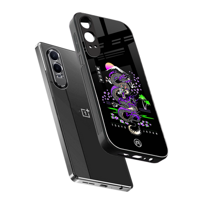 tokyo japan purple dragon black back phone cover | glass case for oneplus nord ce 4 lite