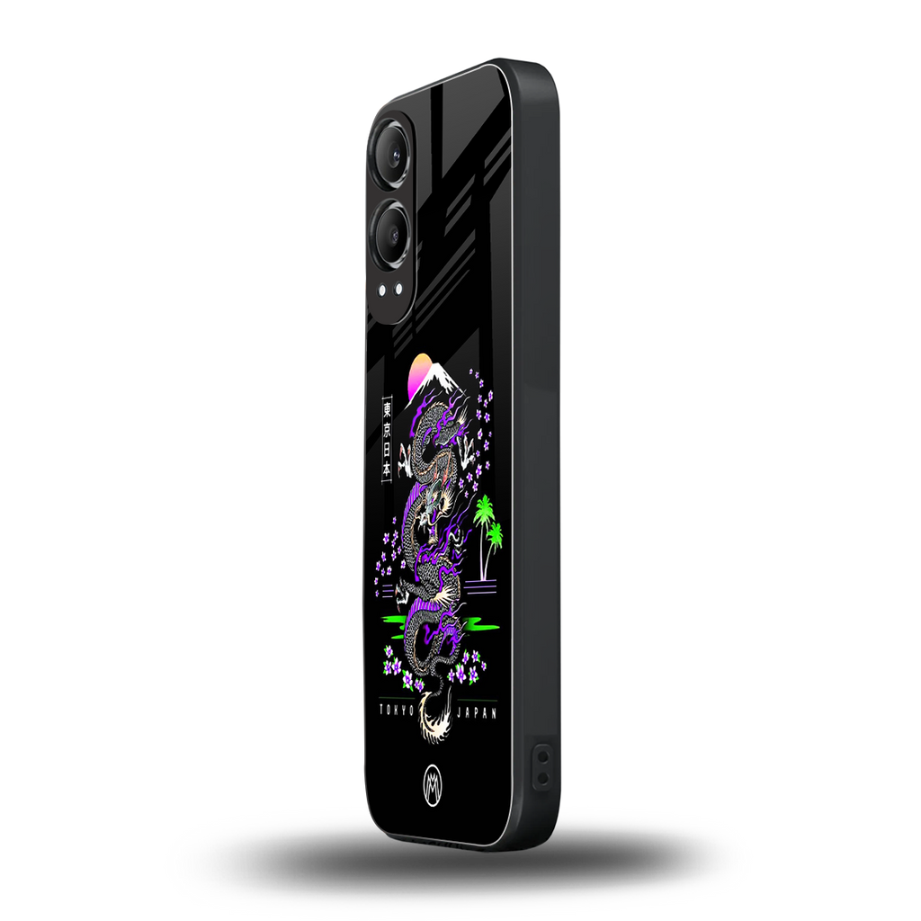 tokyo japan purple dragon black back phone cover | glass case for oneplus nord ce 4 lite