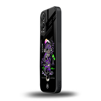 tokyo japan purple dragon black back phone cover | glass case for oneplus nord ce 4 lite