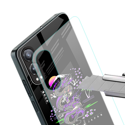 tokyo japan purple dragon black back phone cover | glass case for oneplus nord ce 4 lite