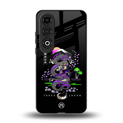 tokyo japan purple dragon black back phone cover | glass case for oneplus nord ce 4