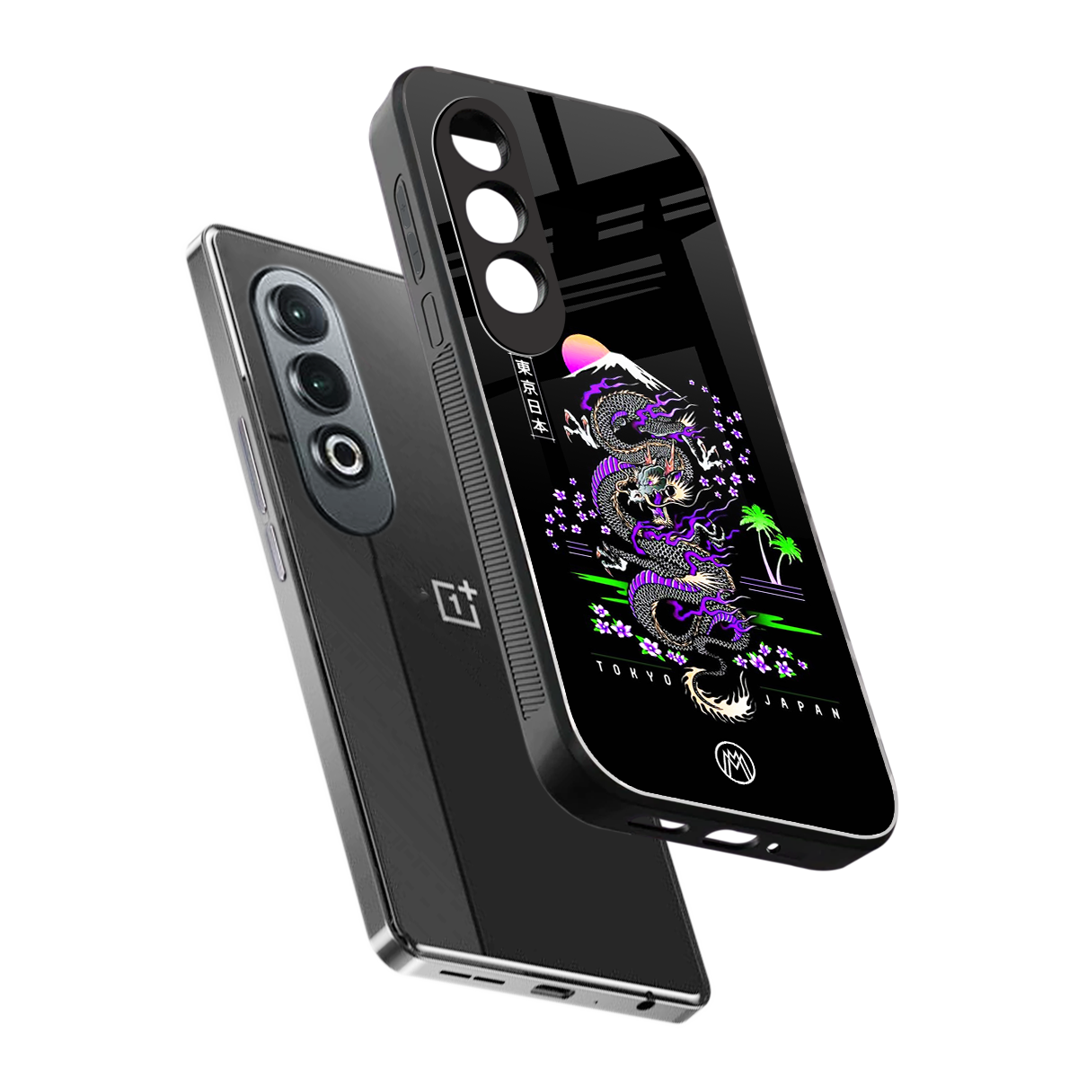 tokyo japan purple dragon black back phone cover | glass case for oneplus nord ce 4