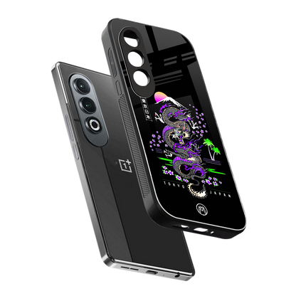 tokyo japan purple dragon black back phone cover | glass case for oneplus nord ce 4