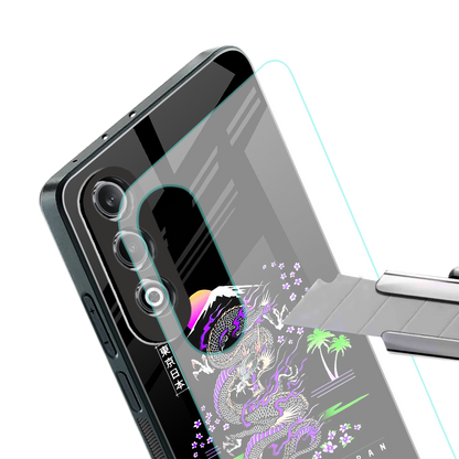 tokyo japan purple dragon black back phone cover | glass case for oneplus nord ce 4