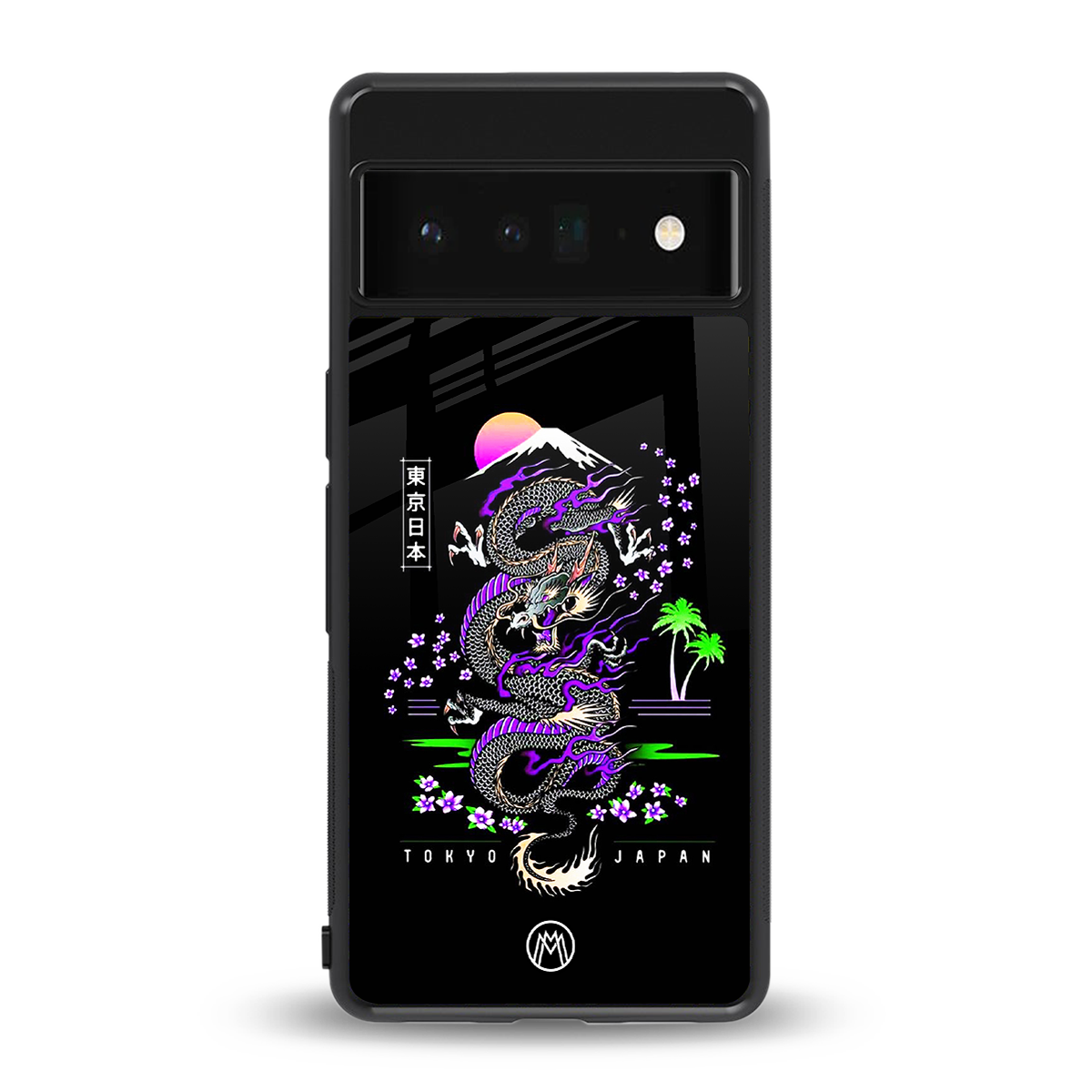 tokyo japan purple dragon black back phone cover | glass case for google pixel 6 pro