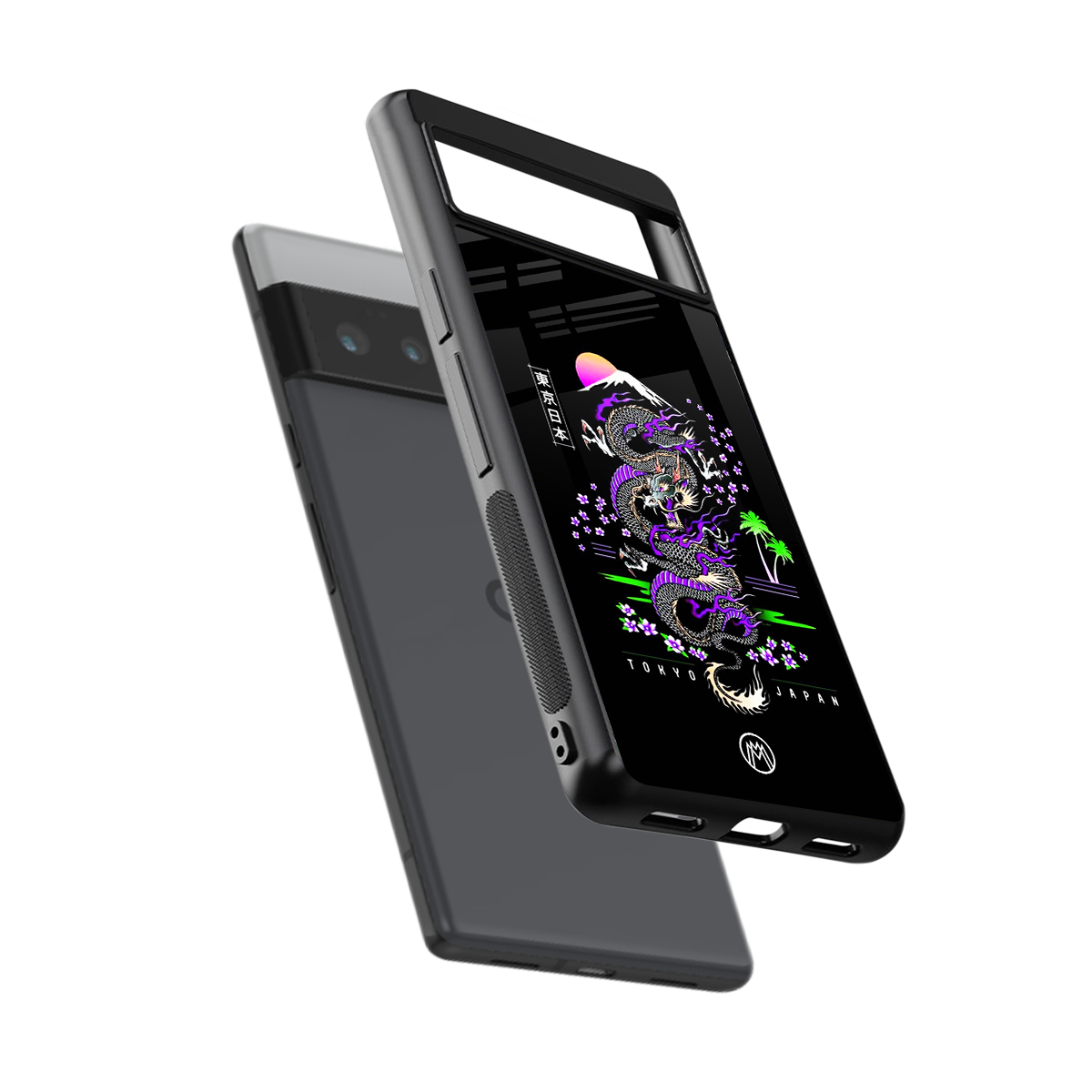 tokyo japan purple dragon black back phone cover | glass case for google pixel 6 pro