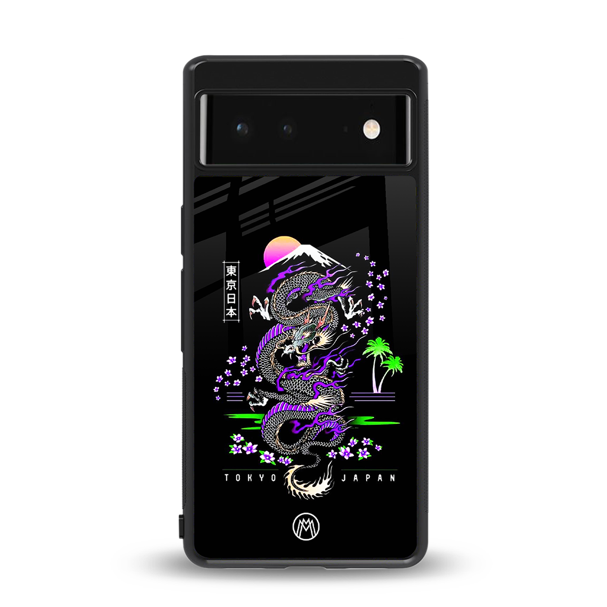 tokyo japan purple dragon black back phone cover | glass case for google pixel 6