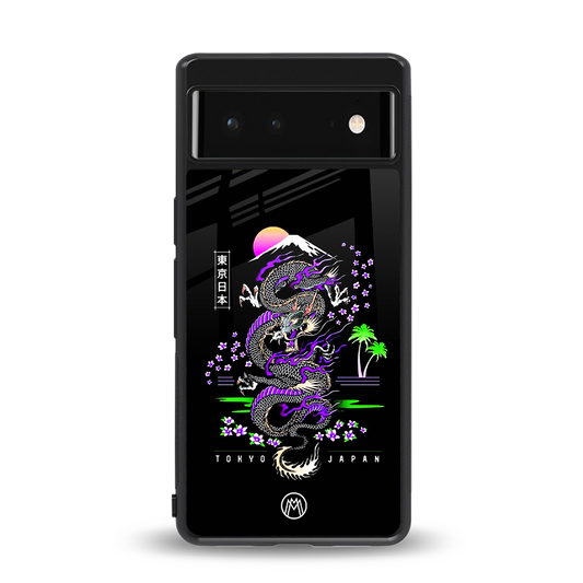 tokyo japan purple dragon black back phone cover | glass case for Google Pixel 6A