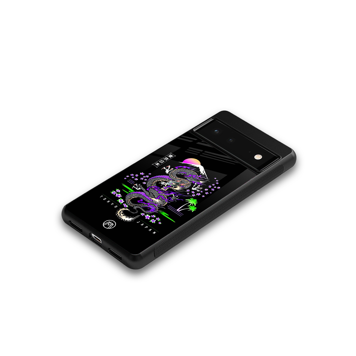 tokyo japan purple dragon black back phone cover | glass case for google pixel 6