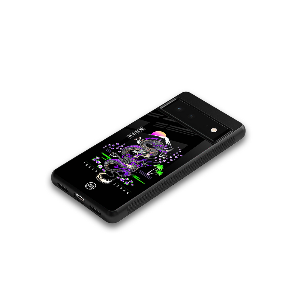 tokyo japan purple dragon black back phone cover | glass case for Google Pixel 6A