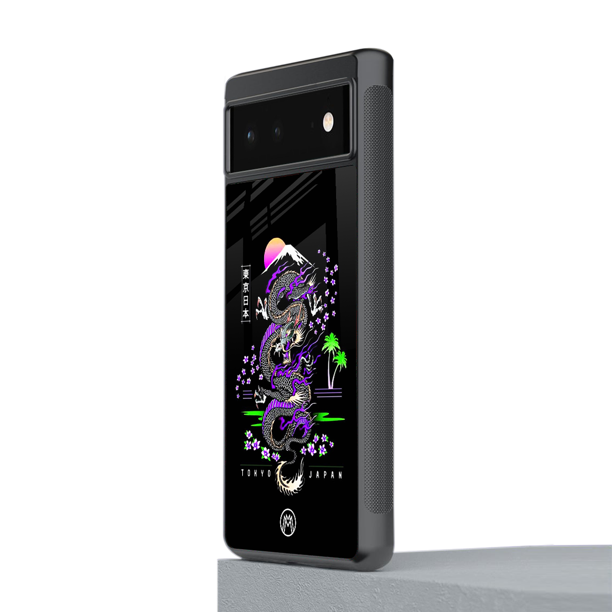 tokyo japan purple dragon black back phone cover | glass case for google pixel 6