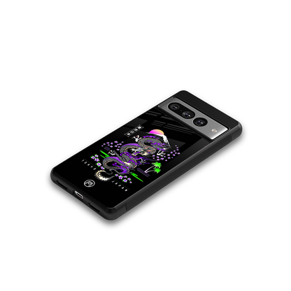 tokyo japan purple dragon black back phone cover | glass case for google pixel 7 pro