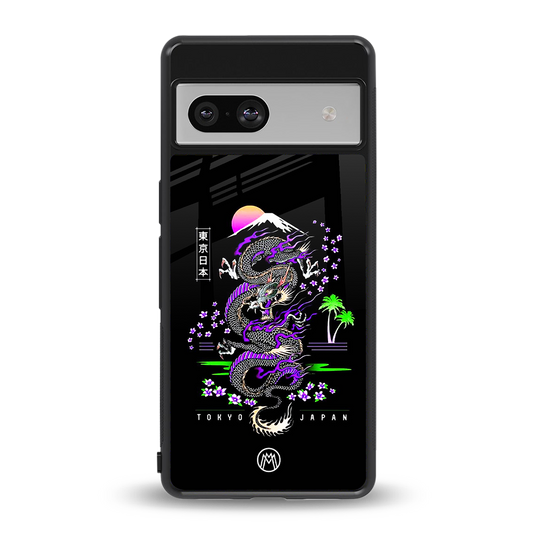 tokyo japan purple dragon black back phone cover | glass case for Google Pixel 7