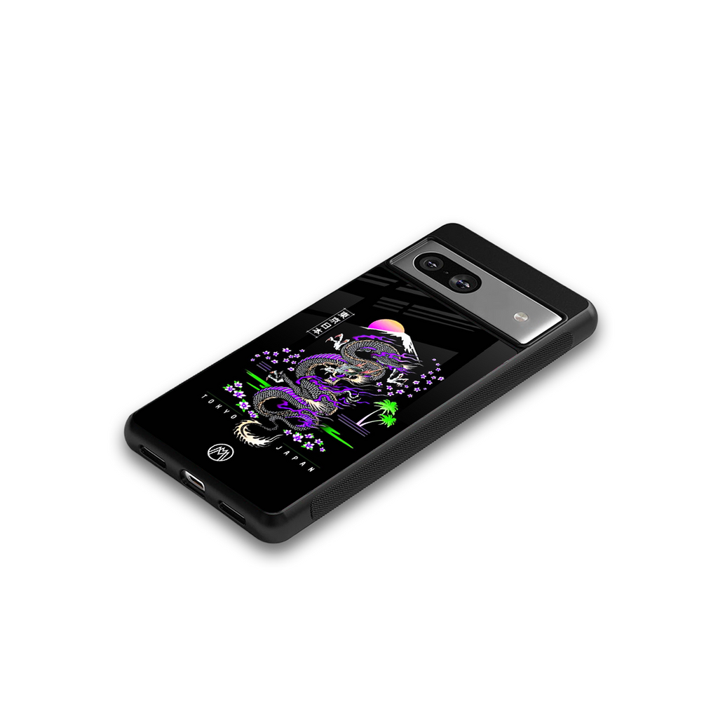tokyo japan purple dragon black back phone cover | glass case for Google Pixel 7A