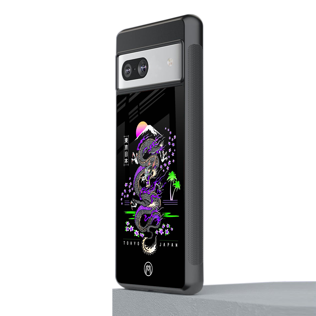 tokyo japan purple dragon black back phone cover | glass case for Google Pixel 7