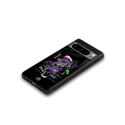 tokyo japan purple dragon black back phone cover | glass case for google pixel 8 pro