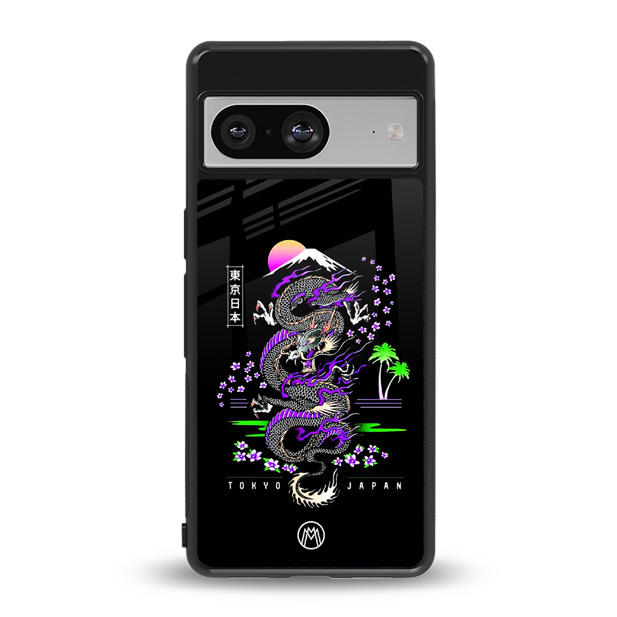 tokyo japan purple dragon black back phone cover | glass case for Google Pixel 8