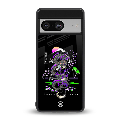 tokyo japan purple dragon black back phone cover | glass case for Google Pixel 8