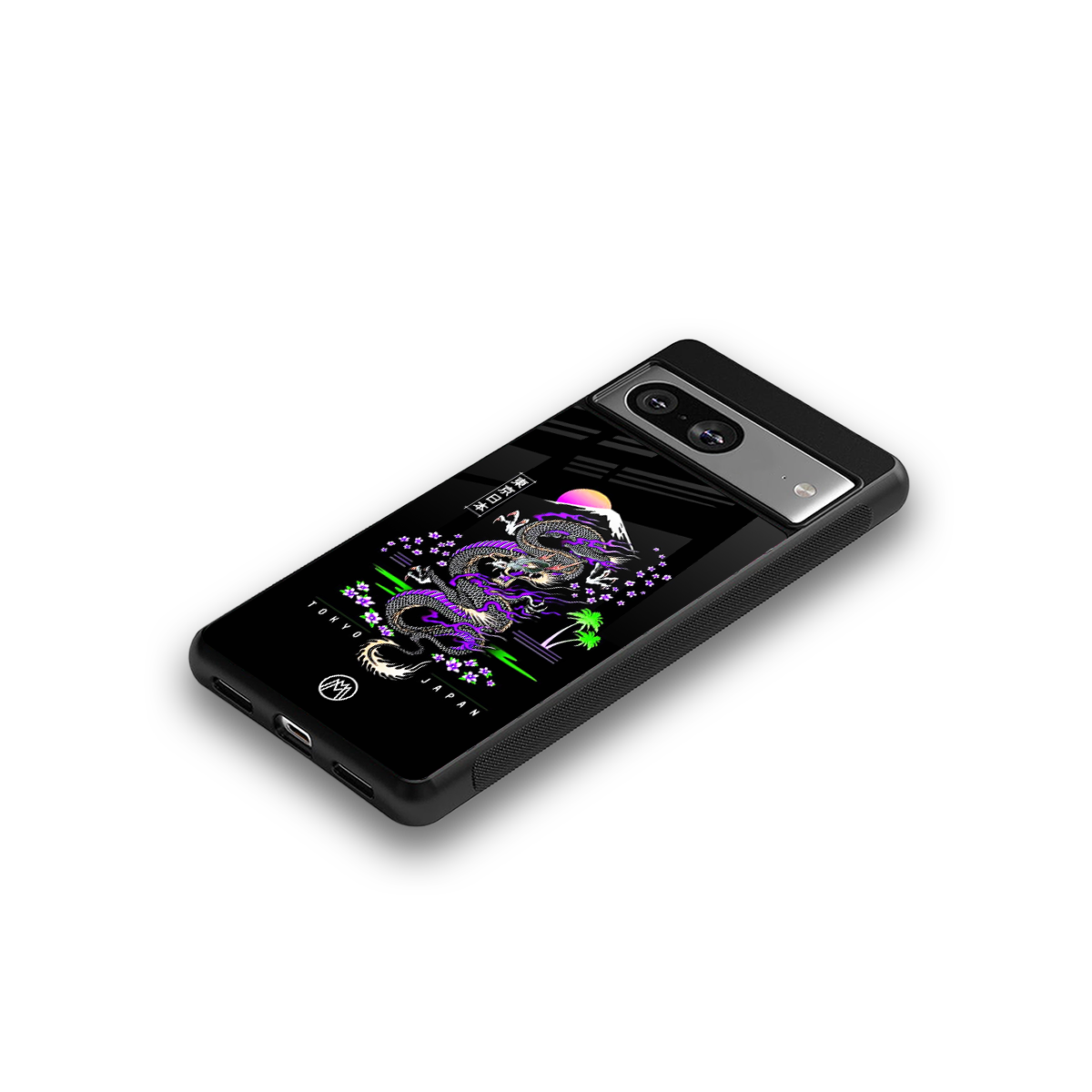 tokyo japan purple dragon black back phone cover | glass case for Google Pixel 8
