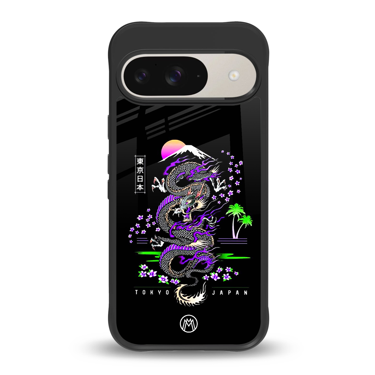 tokyo japan purple dragon black back phone cover | glass case for google pixel 9
