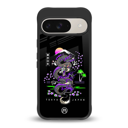 tokyo japan purple dragon black back phone cover | glass case for google pixel 9