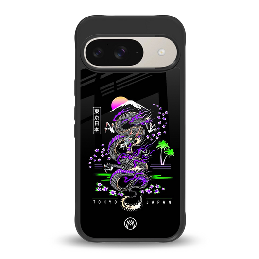 tokyo japan purple dragon black back phone cover | glass case for google pixel 9