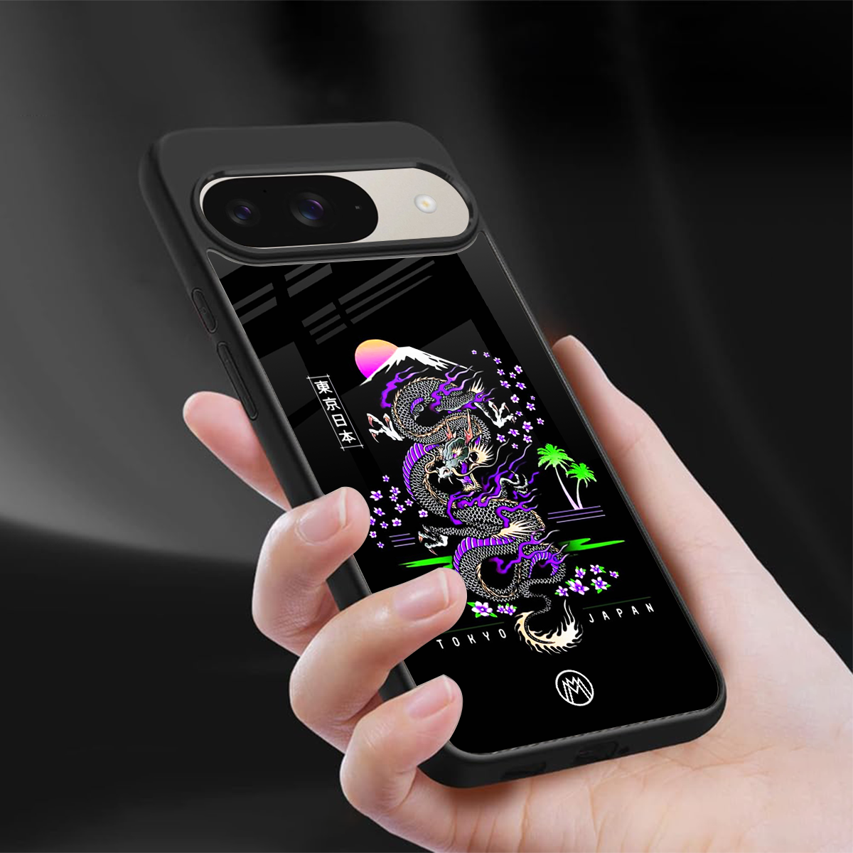 tokyo japan purple dragon black back phone cover | glass case for google pixel 9