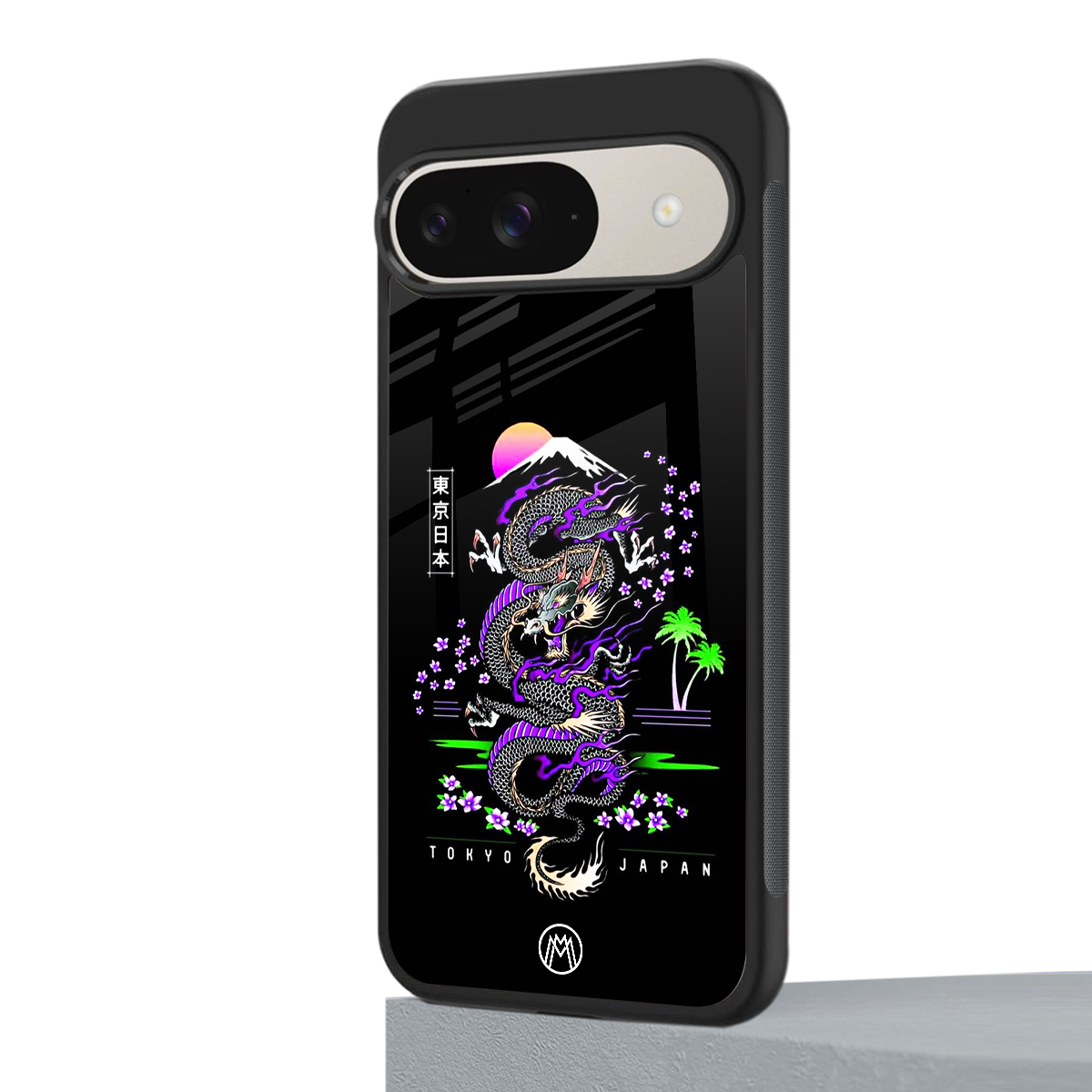 tokyo japan purple dragon black back phone cover | glass case for google pixel 9