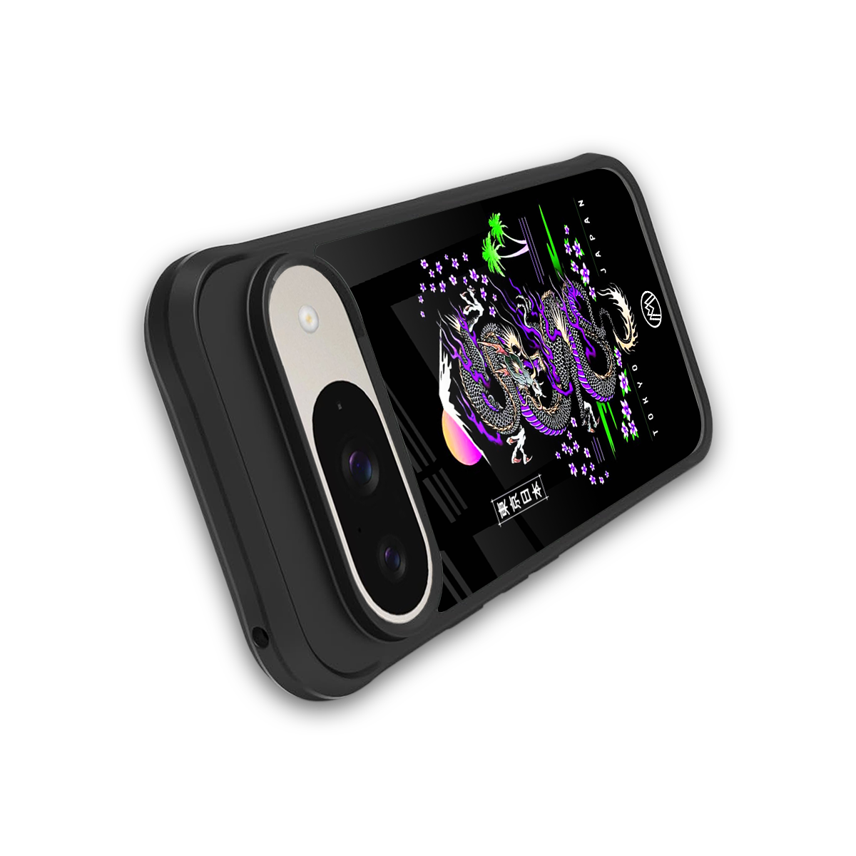 tokyo japan purple dragon black back phone cover | glass case for google pixel 9