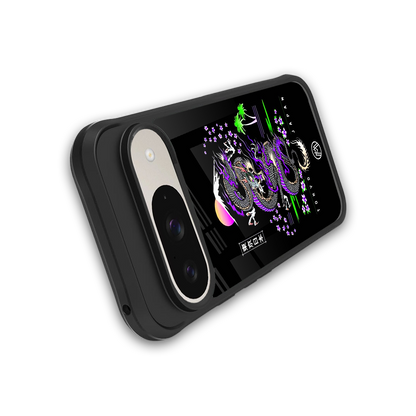 tokyo japan purple dragon black back phone cover | glass case for google pixel 9