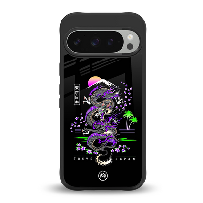 tokyo japan purple dragon black back phone cover | glass case for google pixel 9 pro xl