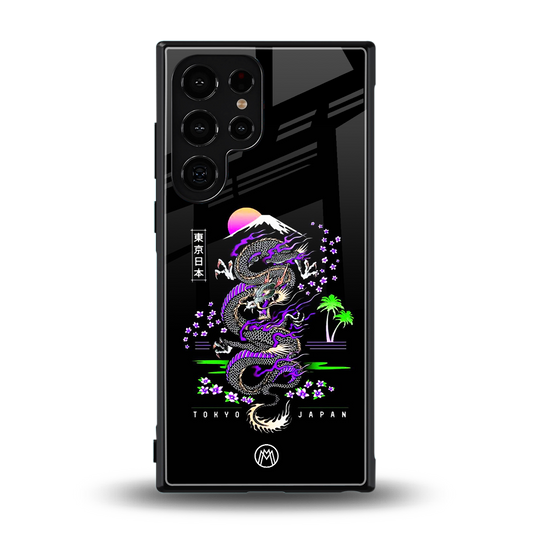 tokyo japan purple dragon black back phone cover | glass case for samsung galaxy s24 ultra