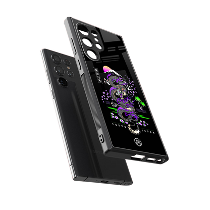 tokyo japan purple dragon black back phone cover | glass case for samsung galaxy s24 ultra