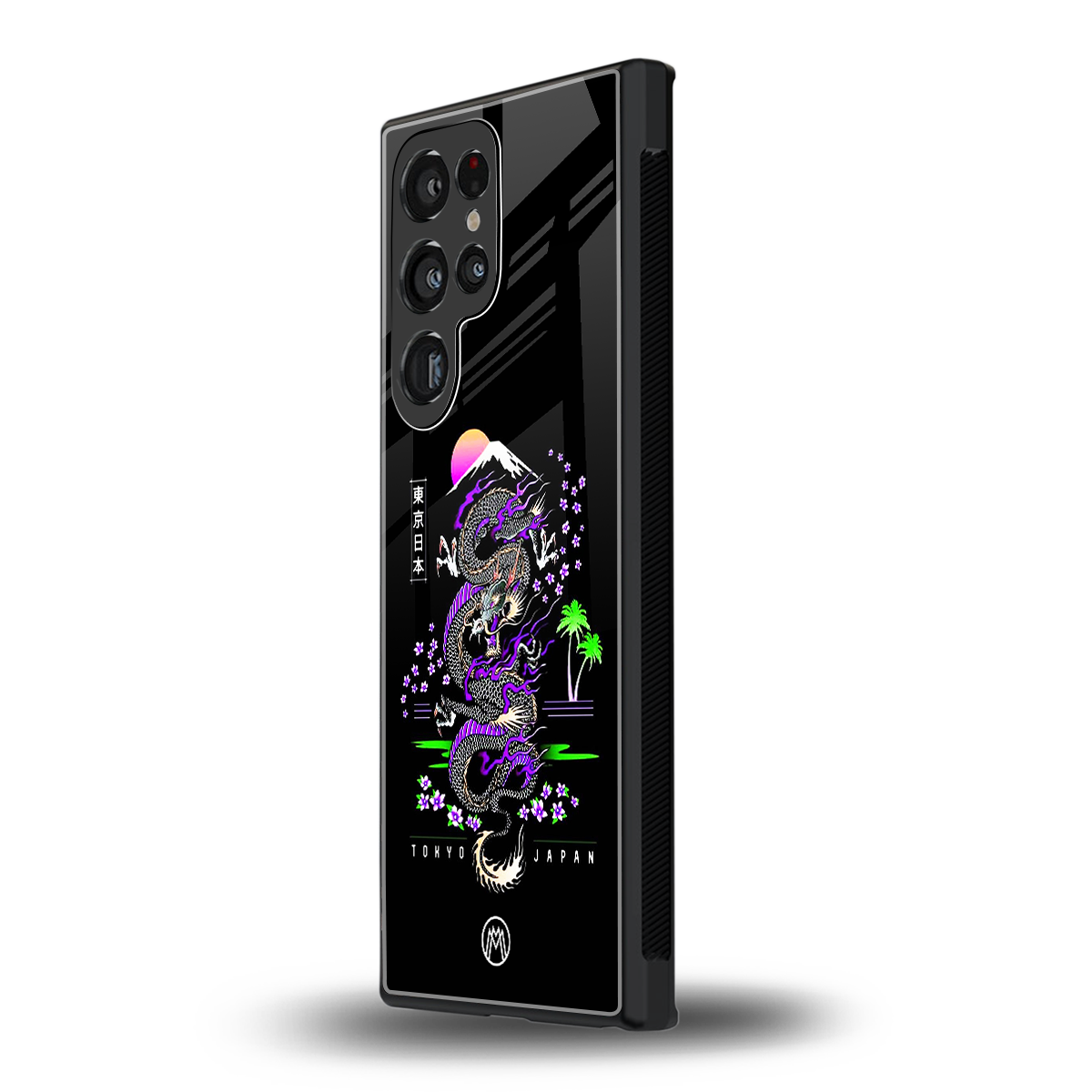 tokyo japan purple dragon black back phone cover | glass case for samsung galaxy s24 ultra